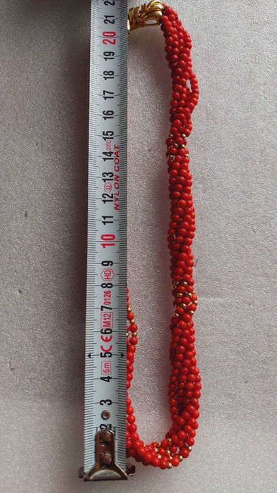 Златна  огърлица  корали ,закопчалка и златни топчета-90 бр.Злато 18к