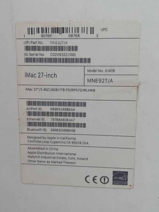 Apple iMac 27” Retina 5K (2017) | i5 3.4 GHz | 8 GB | 1 TB Fusion | Nou