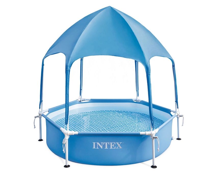 INTEX - Сглобяем басейн с метална рамка и със сенник, 183 x 38 см