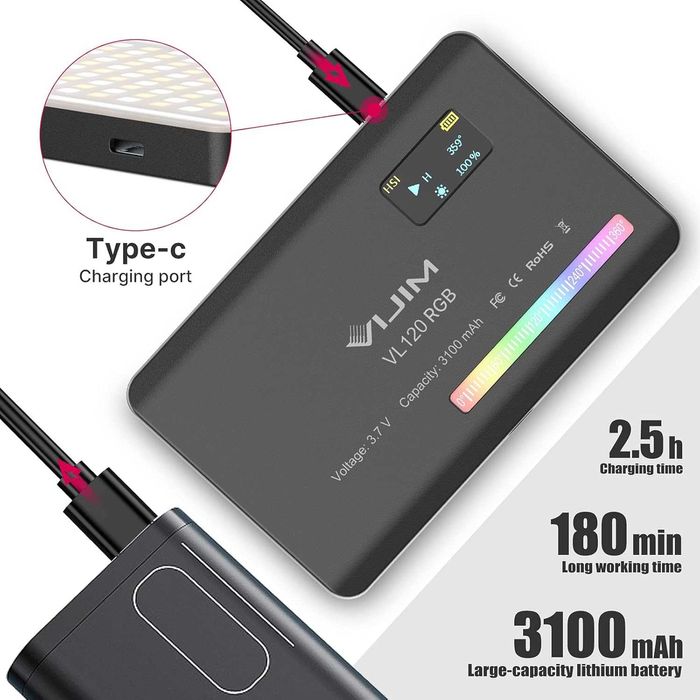 Преносимо RGB LED осветление VIJIM VL120 - За видео и снимки (Ново)