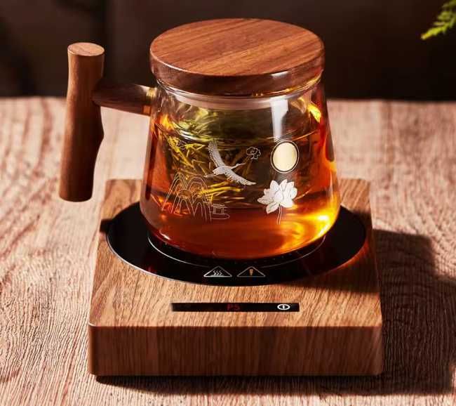 Încălzitor pentru cană cu design din lemn închis