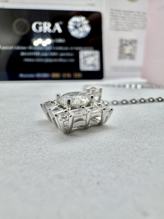 Сребърно колие с мойсанит (Диамант) 1 карат