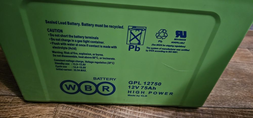 AGM тяговый аккумулятор 12в 75Ah