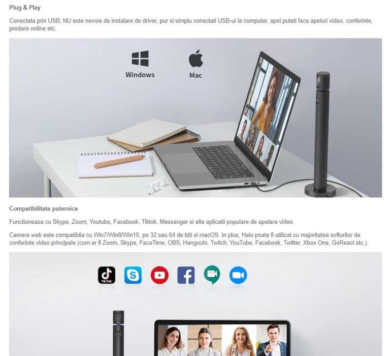 Camera OnlyFans / VideoChat CZUR Halo X - Dual FullHD, noua, sigilata