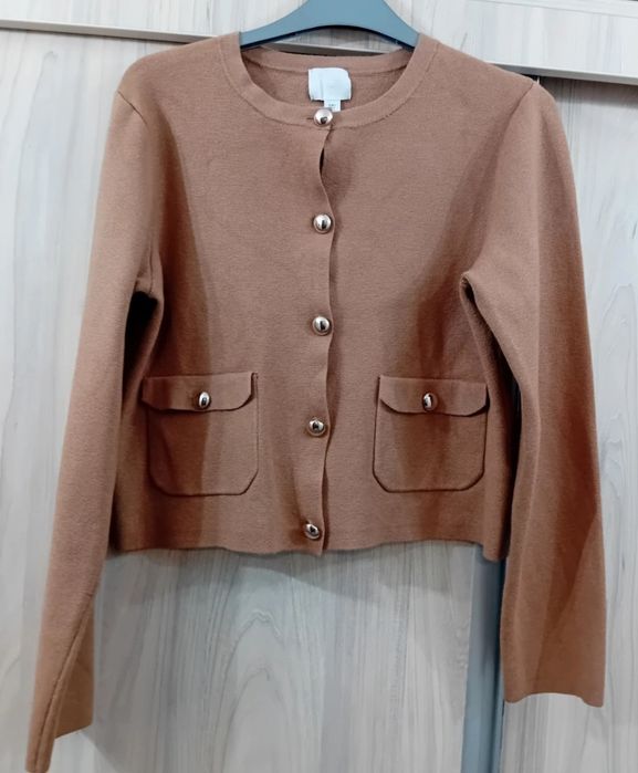 Cardigan/blazer camel/ciocolatiu