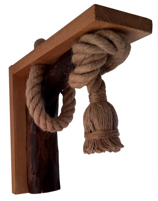 Aplica rustica - din lemn masiv si franghie de iuta