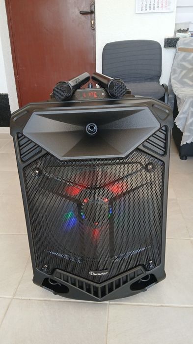 Кариоке тонколона Thunder 15 инча, с два безжични микрофона