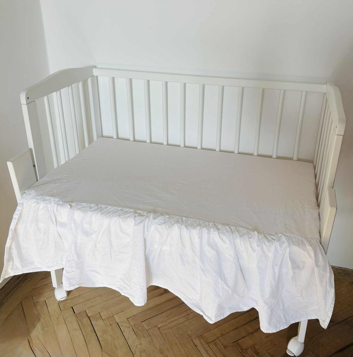 Vând pătuț bebeluși Waldin 2 în 1 co-sleeping 90x55 cm din lemn de fag