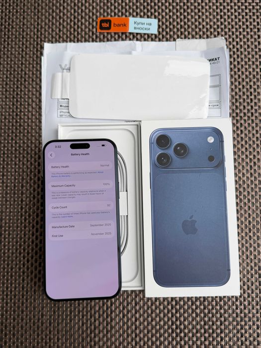 НОВ! 36М ГАР! 512gb! iphone 17Pro max Лизинг от 51€/мес deep blue син