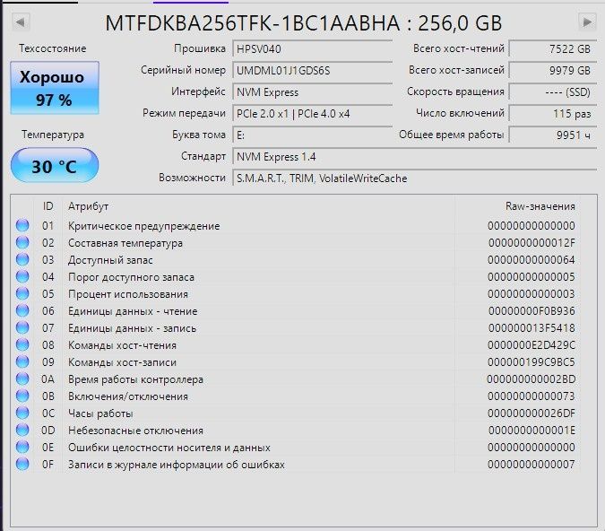 Продам SSD 256gb nvme m2