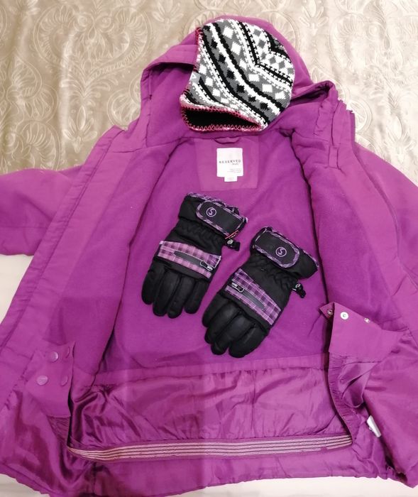 Зимно ски яке, ски ръкавици, шапка. За момиче. 6-11 г.