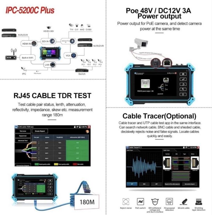 Тестер для видеонаблюдения CCTV IPC 5200