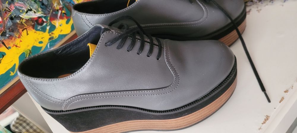 Pantofi dama cu platforma piele naturala