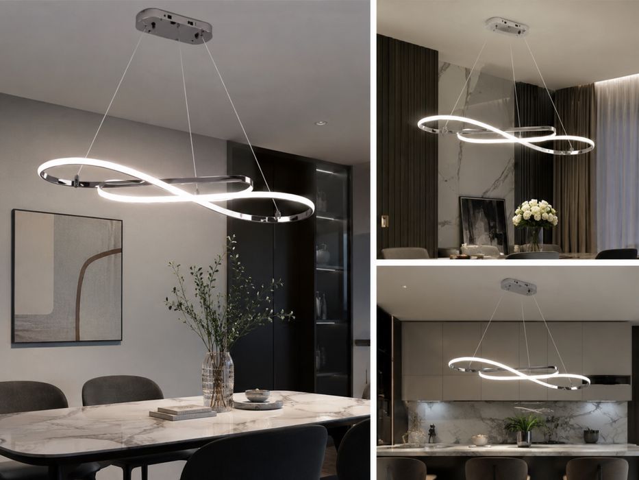 Lumină suspendată LED dimabilă Zeistry – Design liniar modern Infinity pentru dining/living