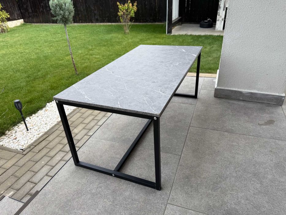 Masuta de cafea living blat aspect marmura cadru metalic