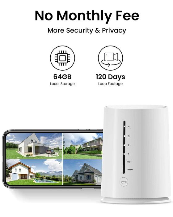 ЧИСТО НОВА ANRAN C3 4MP 4 соларни камери + базова станция с 64GB SD...