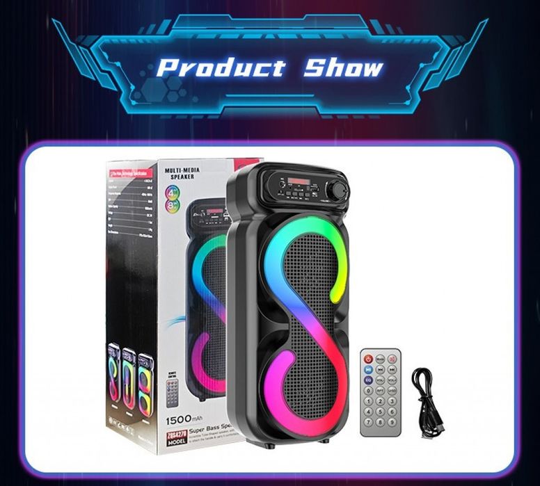Супер бас караоке тонколона 4" х 2 с микрофон и дистанционно управлени