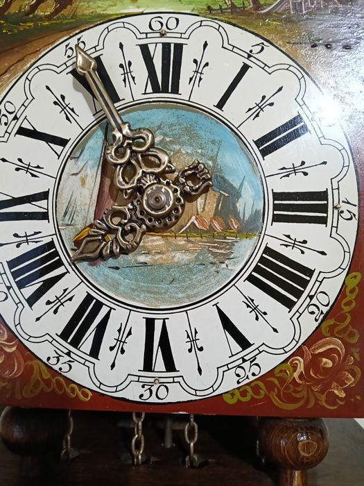 Ceas de perete cu pendul model olandez pictat manual