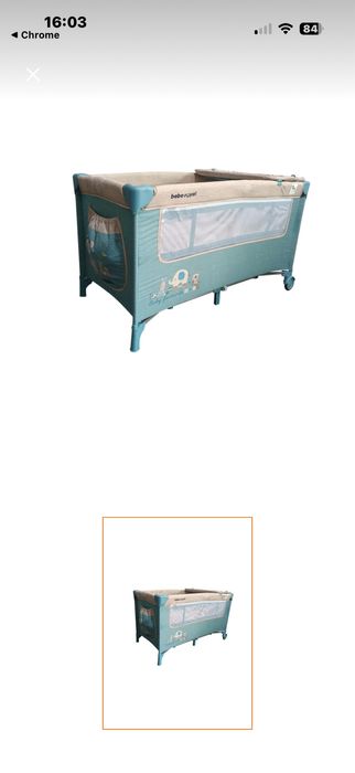 Patut pliabil Bebe  Royal, cu 2 niveluri, turcoaz model 201 (Beberoyal