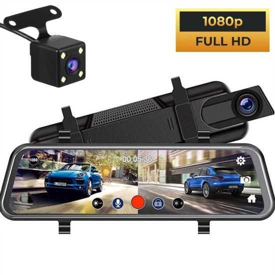 Видеорегистратор огледало с две камери  DVR 9.66 инча FULL HD