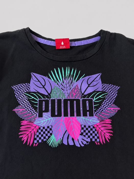 Tricou Puma damă negru cu imprimeu logo multicolor – M/L Original