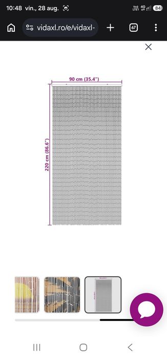 Perdele ușă cu insecte imprimeu palmieri 90x220 cm bambus