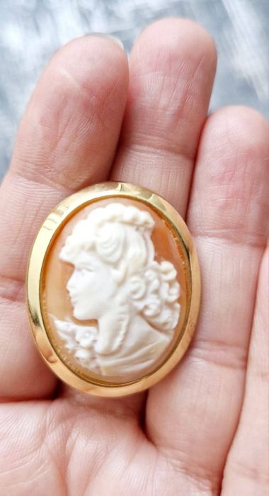 Brosa camee placata cu aur