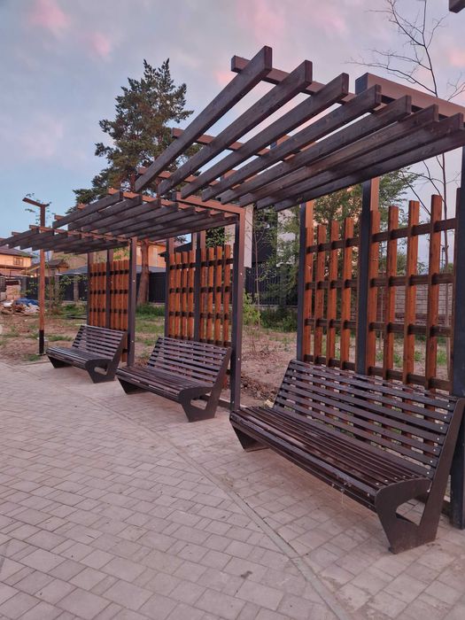 Современная пергола для сада и двора | Металл + дерево