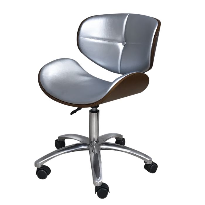 Табуретка с облегалка Hera - 43/55 - черна/бежова/сребриста