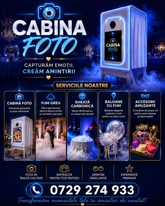 Foto video Cabina foto Fum greu Baloane cu fum