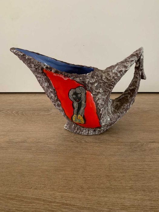 Рядка дизайнерска керамична кана Ceramica Titano – San Marino – Fat Lava – Mid-Century Modern, около 1960 г.