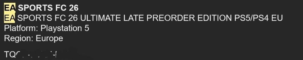 FC26 (Fifa) Ultimate Late Preorder Edition (PlayStation 4-5)