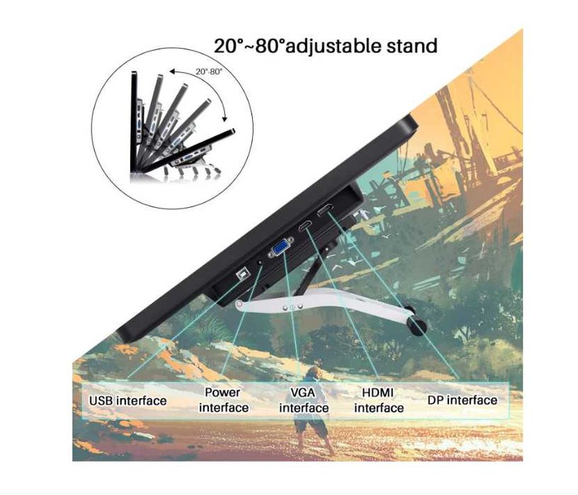 Tableta Grafica cu Display Huion Kamvas Pro 22 2019 IPS FHD 120sRGB Stylus PW500