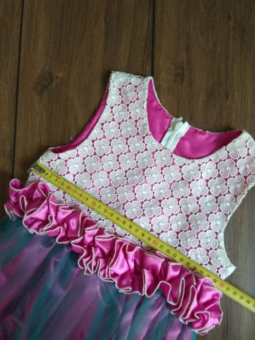 Rochie deosebita nunta botez serbare tule dantela roz Barbie 7-8 ani