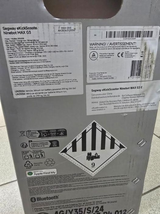 Trotineta electrica Segway Ninebot MAX G3, 500W, 75km, 11", -P-