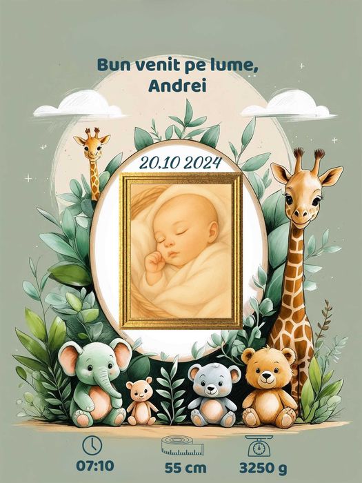 Tablou Personalizat Bebelusi - Nou Nascut - Baby Girl / Baby Boy