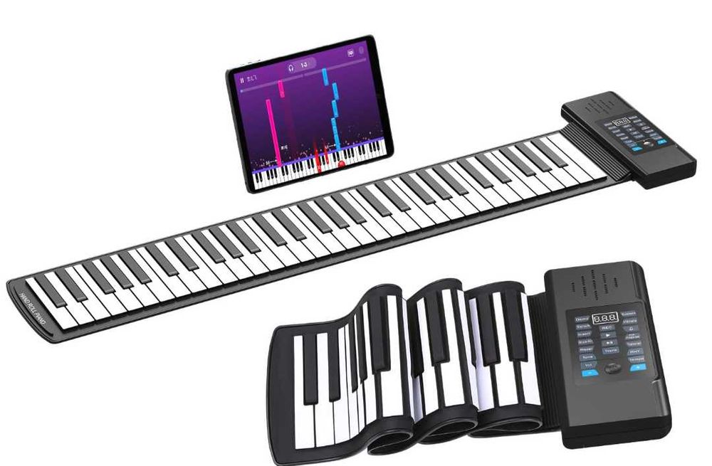 61 клавиша пиано навиващо се,MIDI изход,128 ритъма на ток или батерии
