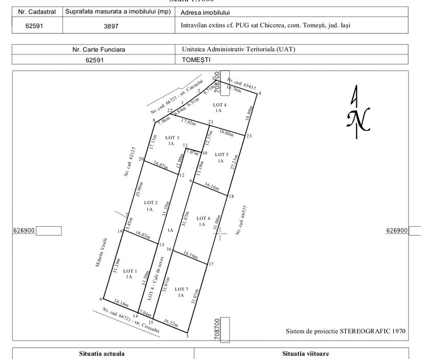 Teren intravilan 500 mp – Tomești, Chicerea – utilități, parcelat