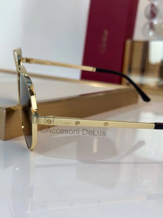 Ochelari de Soare Cartier Aviator CT0461S Full Box Santos De Cartier [Verificare Colet] Gold