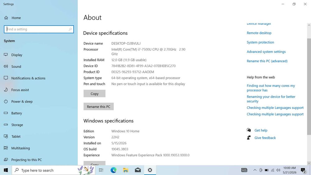 Laptop Acer Core I7 7500U 12gb ddr4 dspy 14inch fhd