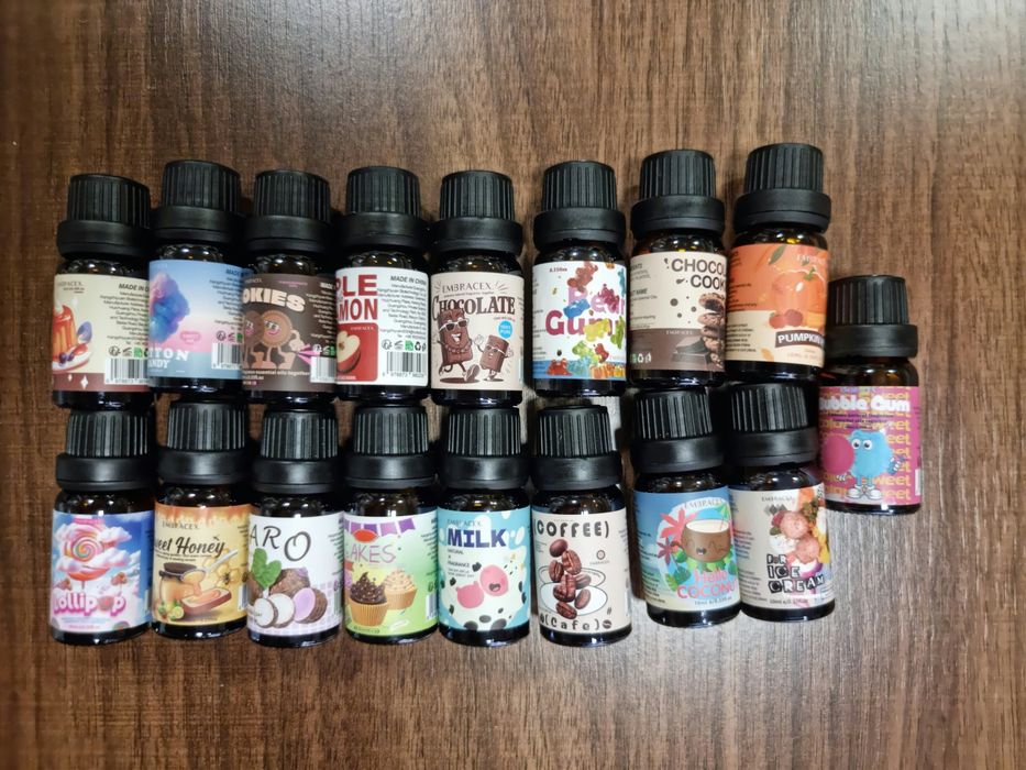 17 нови ароматни масла Embracex (10ml) - сладки и десертни аромати- подходящи за дифузер, ароматни свещи и сапуни