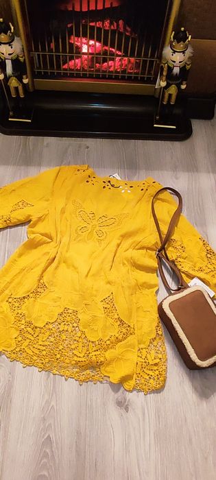 Bluzita festivă tip fluture, noua, broderie ,100%bumbac