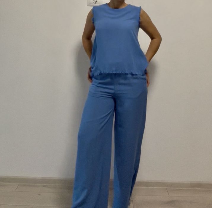 Matching two pieces summer/autumn set, Top & Wide Leg Trousers