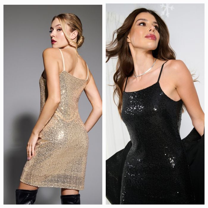 Нова пайети черна рокля на пайети златна златиста рокля паети