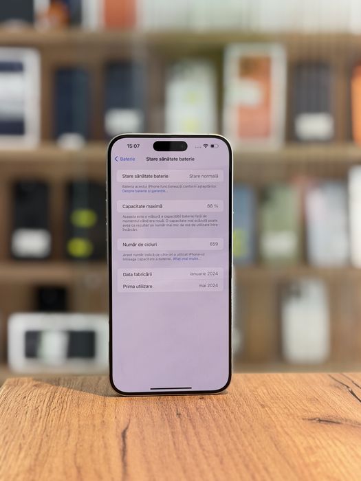 iPhone 15 PRO Max 256gb  White/Baterie88%/Garantie 12 luni @atsgsm.ro
