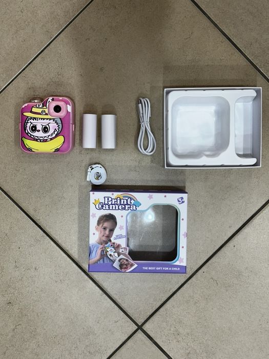 Детски фотоапарат с принтер Стич,Лабубу,Капибара/Camera print
