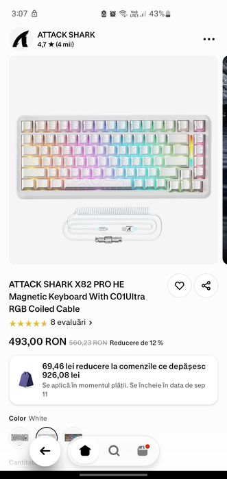 Tastatura Attack Shark X82PRO HE + mousepad