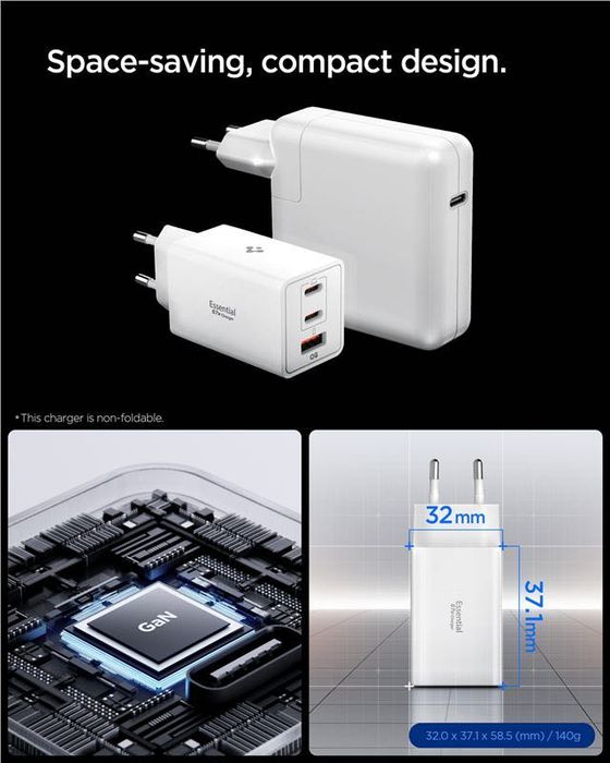 Зарядно устройство Spigen Essential 67W GaN