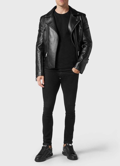 PHILIPP PLEIN оригинално ново рокерско кожено яке XXL