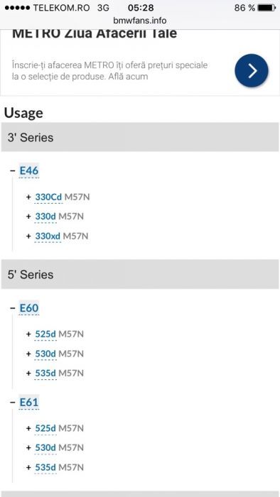 Pompa inalte/injecție bmw E60/61 525/530 E46/E65/E83/E53 M57N